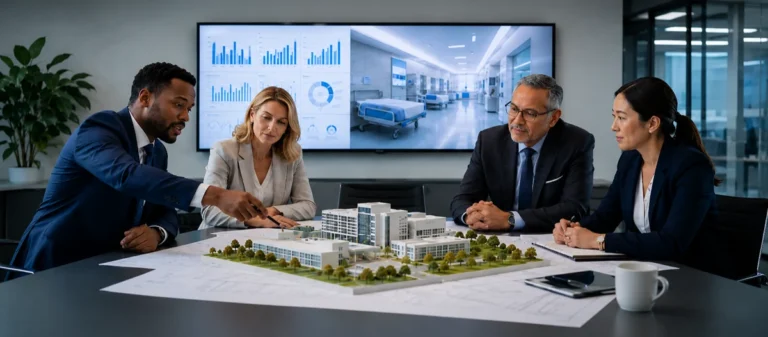 Healthcare executives analyzing data